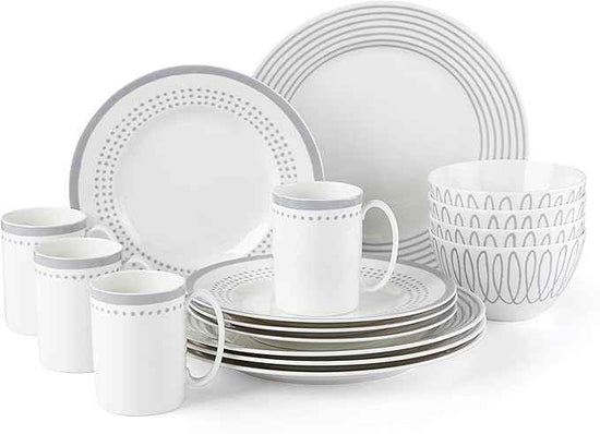 Kate Spade New York Charlotte Street East Pc Dinnerware Set, Slate, 16 Count, Taupe/Grey