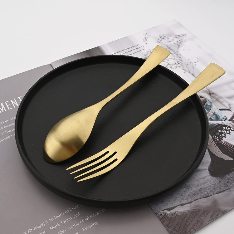 Luxury 18 10 Stainless Steel Matte Champagne gold Flatware Set