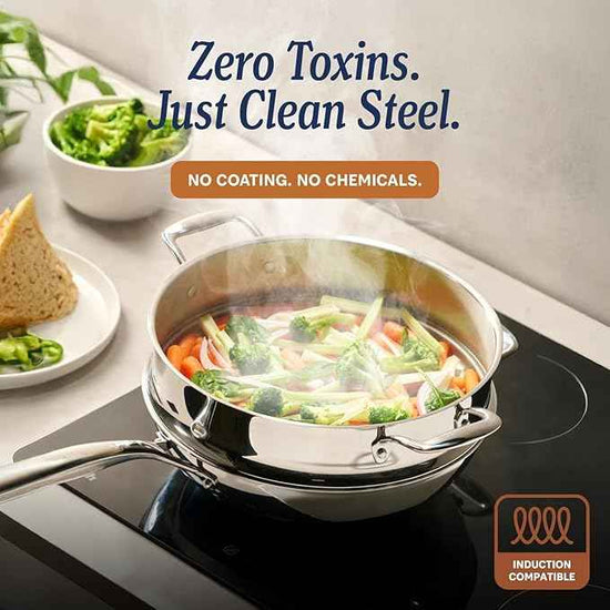LEGEND COOKWARE 5-Ply Stainless Steel Cookware Set, 19-Piece Pots and Pans Set - Induction Compatible, Oven Safe 800°F - Non-Toxic, No Coatings - Built to Last Generations