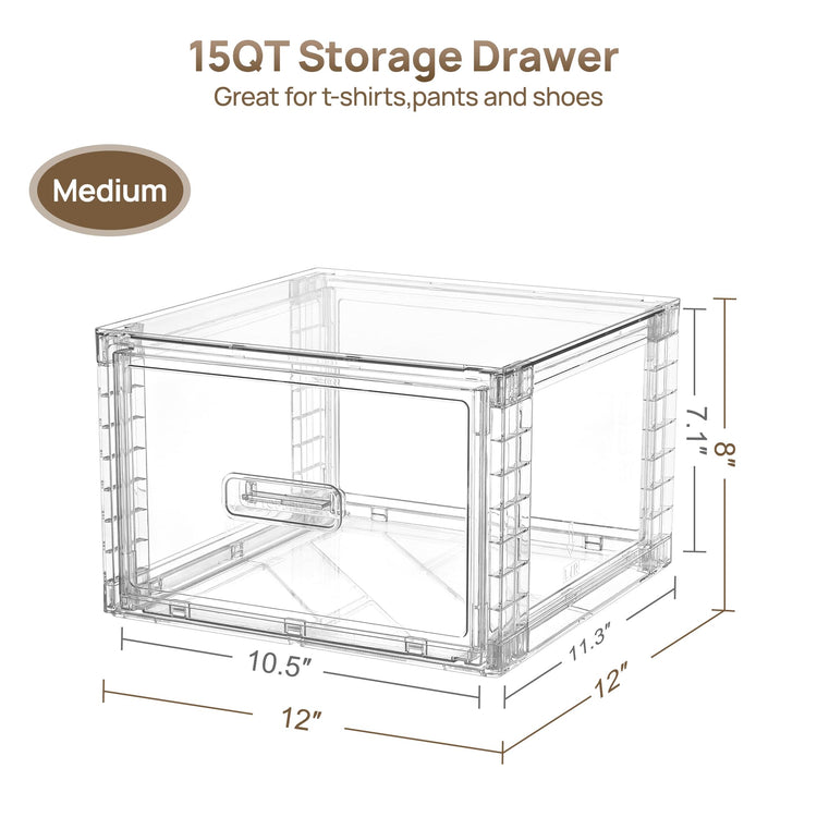 9 Pack Clear Stackable Storage Drawers 15QT (9 Count)