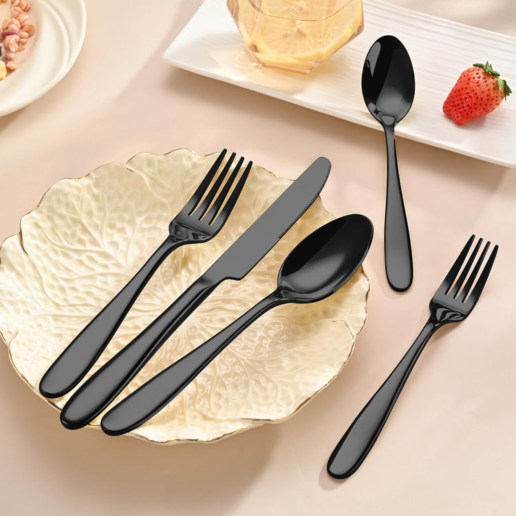 40 Piece Black Silverware Set (40 Count)