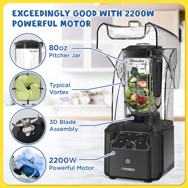Quiet Commercial Blender with Soundproof Shield