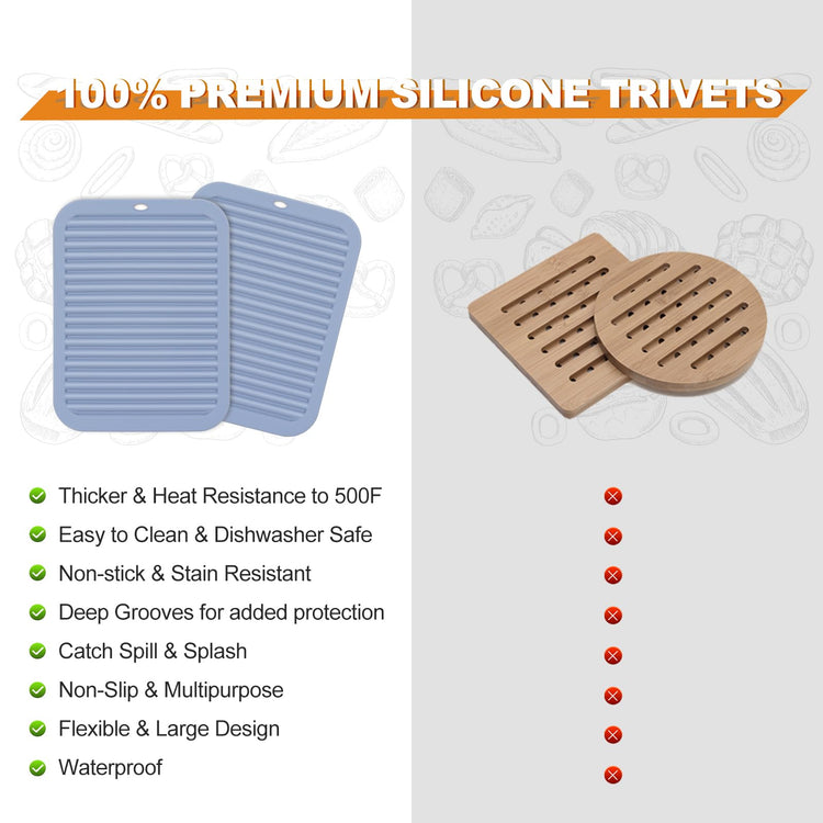 4 Pack Square Silicone Trivets (4 Count)