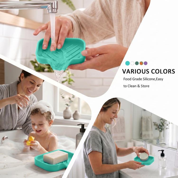 Silicone Soap Dish with Drain Spout