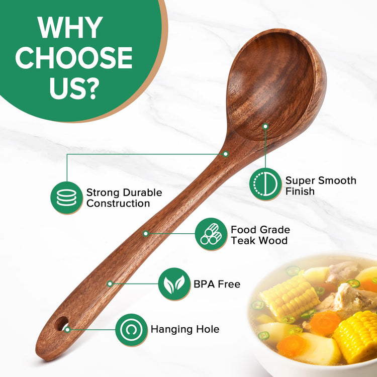 Wooden Soup Ladle Spoons for Cooking Serving