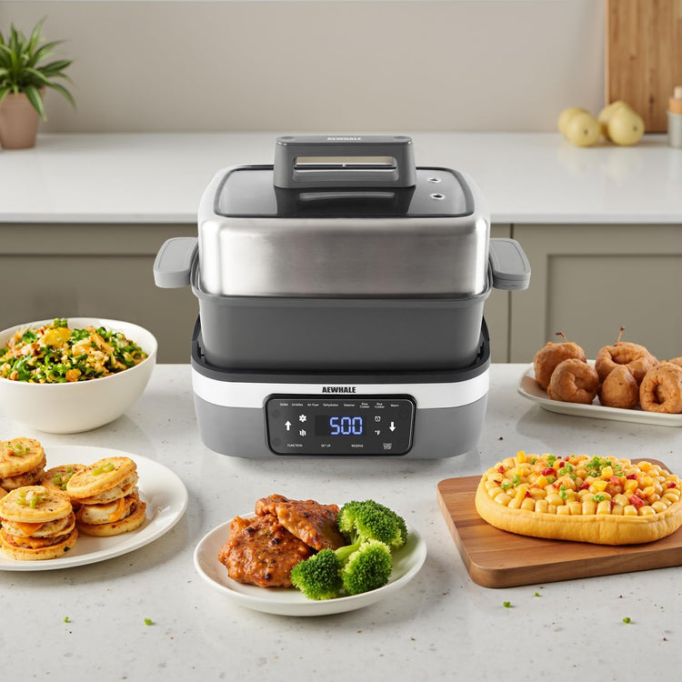 8-in-1 Digital Multifunctional Electric Skillet with Lid