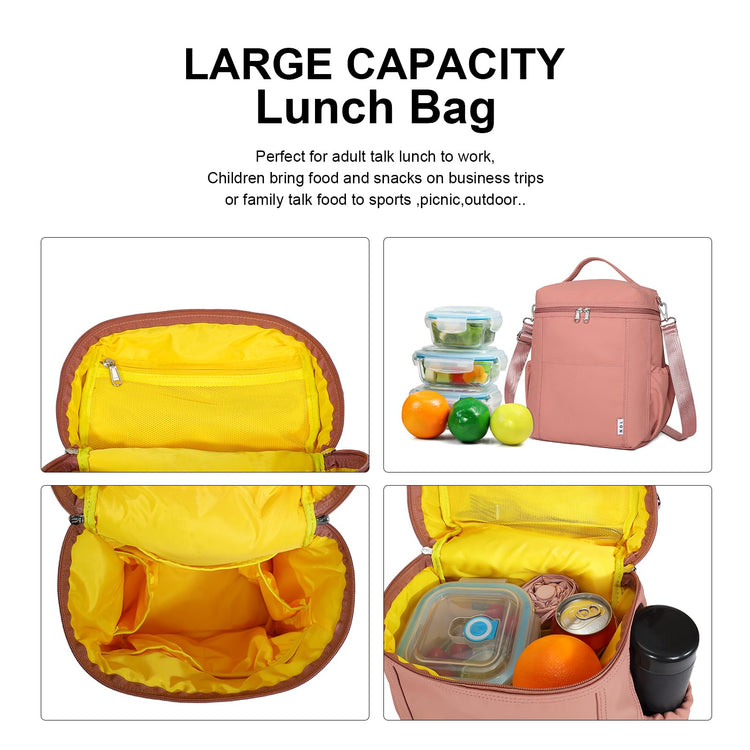 NOL Insulated Lunch Bags for Women Cooler Bag Lightweight Nylon Waterproof Lunch Box for Work
