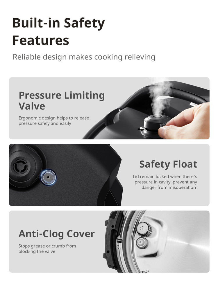 COMFEE’ Pressure Cooker 6 Quart with 13 Cooking Functions