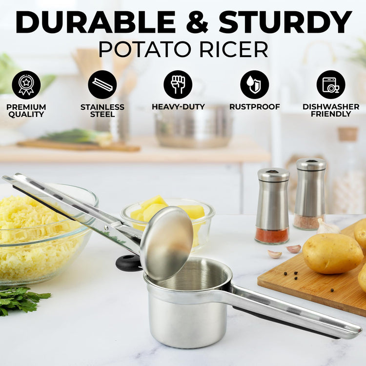 Premium Large 15oz Potato Ricer With 3 Interchangeable Discs