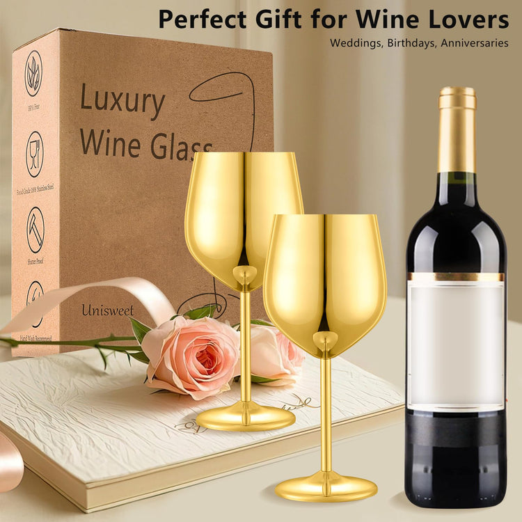 Unbreakable Stainless Steel Wine Glasses Set of 2 (2 Count)
