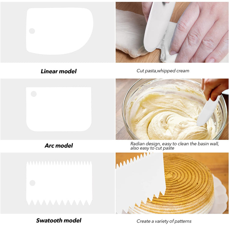 Stainless Steel Icing Spatulas Angled Cake Spatulas with 3 Cake Smoother Scrapers (6 Count)