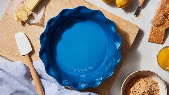 Le Creuset Stoneware Set of 2 9" Heritage Fluted Pie and 9" Fluted Loaf Dish, Marseille
