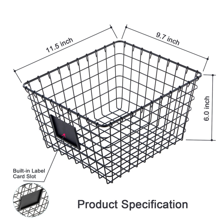 4 Pack【Large】 Wire Handmade Storage Basket for Organizing Household Goods