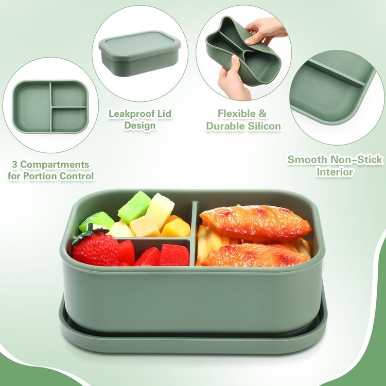 6 Pcs Silicone Bento Boxes (6 Count)
