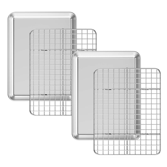 Baking Sheet with Cooling Rack Set [2 Sheets + 2 Racks]