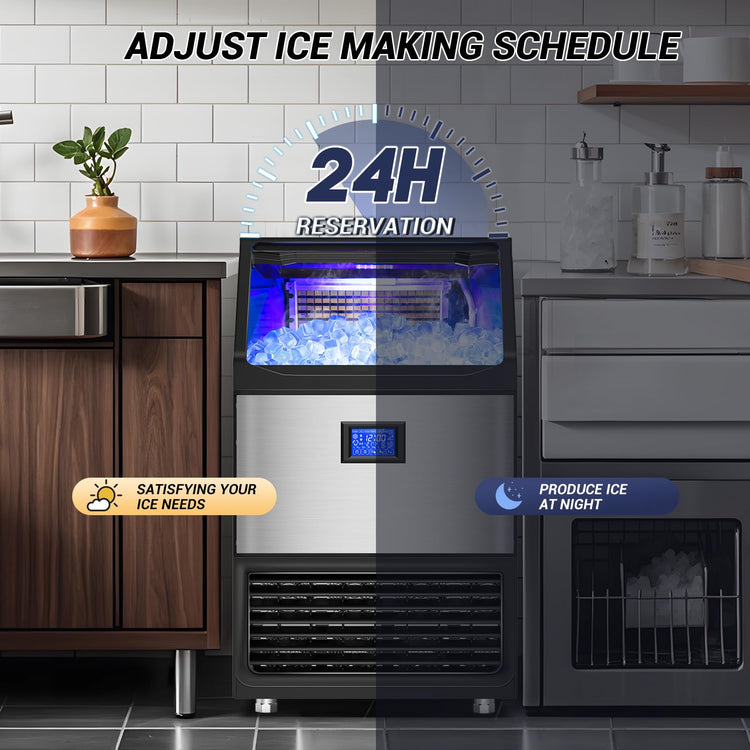 450Lbs 24H Under Counter Commercial Ice Machine with 160LBS Large Storage Bin