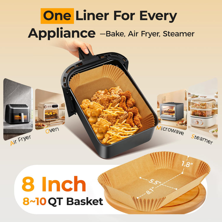 400Pcs 8x5.5 Inch Air Fryer Liners Disposable for Dual Basket Rectangular (400 Count)