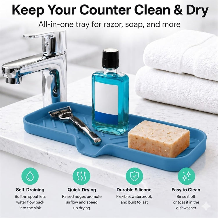 Silicone Soap Dish with Drain Spout