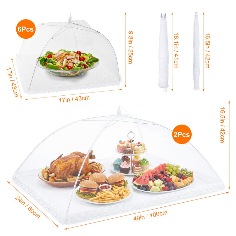 8 Pack 2 Size Mesh Food Covers for Outside