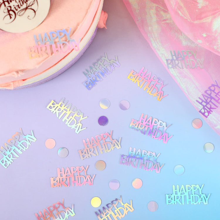 Iridescent Happy Birthday Confetti Birthday Party Decorations