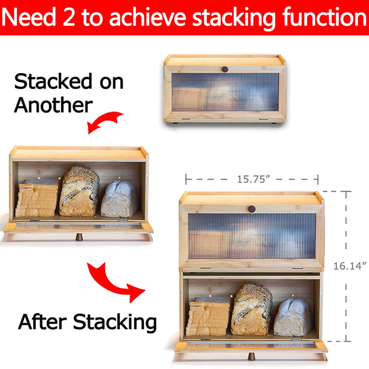 Bamboo Bread Box for Kitchen Counter