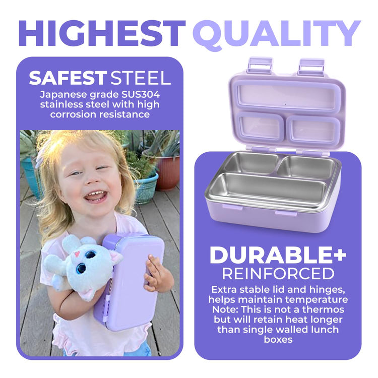 Small Stainless Steel Bento Box Lunch Container Baby Toddlers Purple