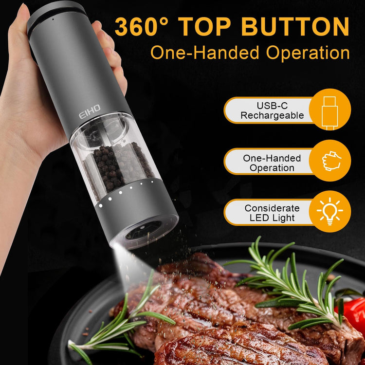 Electric Salt and Pepper Grinder Set USB Rechargeable (2 Count)