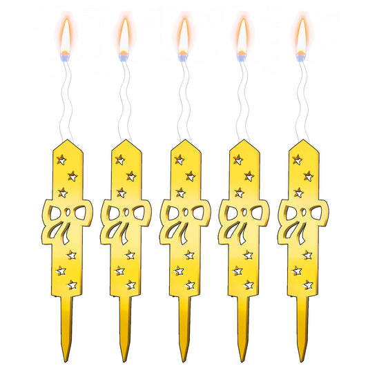 Set of 5 Reusable Gold Romantic Cake Candle