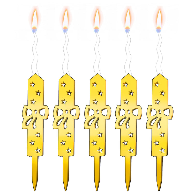 Set of 5 Reusable Gold Romantic Cake Candle
