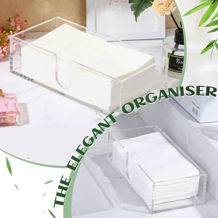 2 Pcs Paper Napkins Holder Fold Paper Towel Dispenser Height 2.75 Inch Acrylic Multifold Towel Dispenser for Guest Z Fold Disposable Countertop Holder Small Size (2 Count)