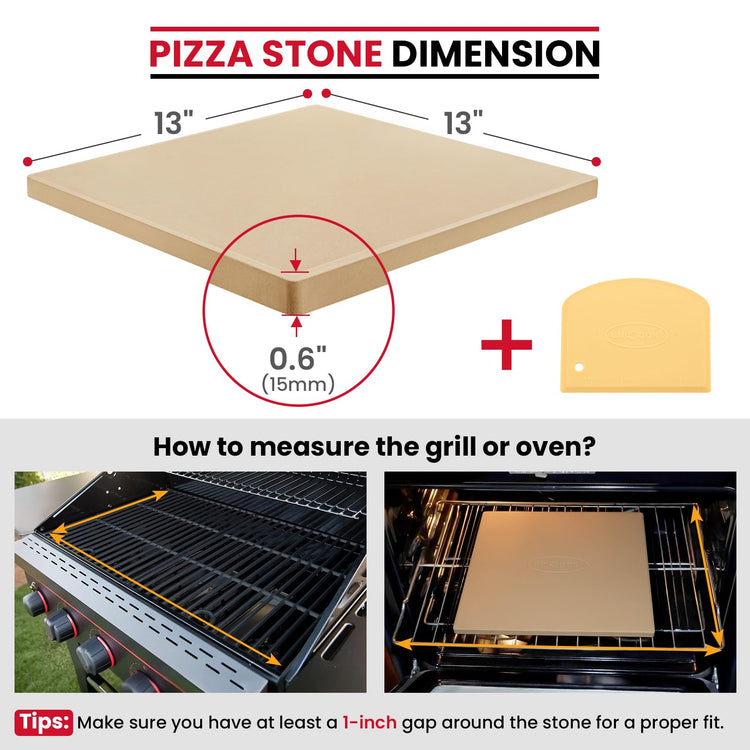 13" x 13" Square Pizza Stone for Oven Grill