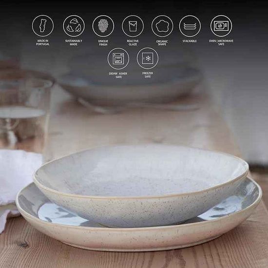 Casafina Ceramic Stoneware 11" x 4.5", 119 oz Serving Bowl - Eivissa Collection, Sand Beige | Microwave & Dishwasher Safe Dinnerware | Food Safe Glazing | Restaurant Quality Serveware
