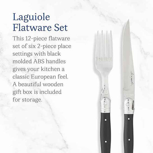 Jean Dubost JD97-13693.BLK 12 Piece Cutlery Set With Handles, Black