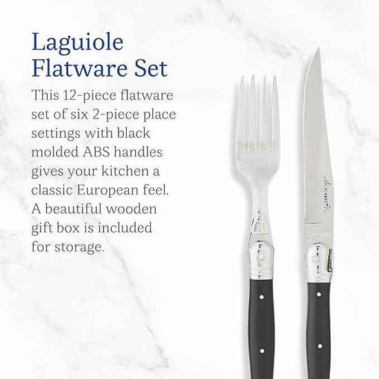 Jean Dubost JD97-13693.BLK 12 Piece Cutlery Set With Handles, Black