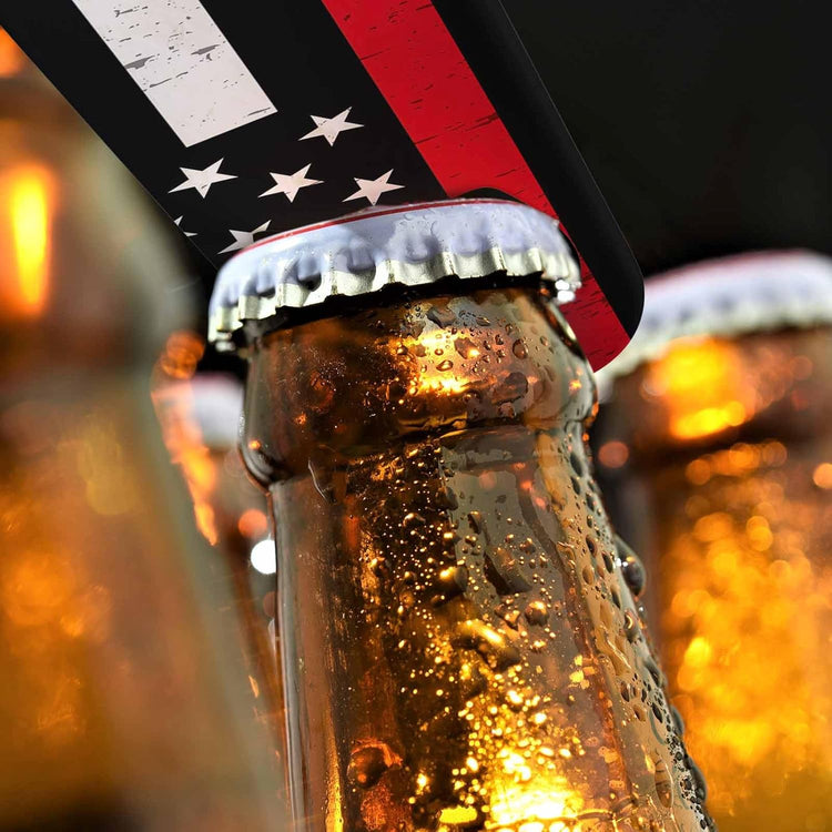 USA Flag Stainless Steel Bottle Opener American Flag Symbolic of Support for Firefighters Red Line Flat Beer Bottle Opener Keychain for Home Kitchen Bar Restaurant Party Birthday Gift
