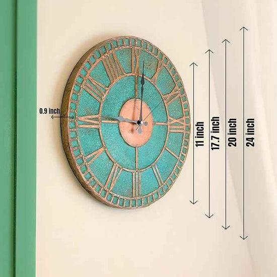 Handmade Copper Wall Clock Artisan Touch in Every Piece - Roman Glow Wall Decor Copper Clock for Living Room, Office, Kitchen & Bedroom (17.7 Inch)