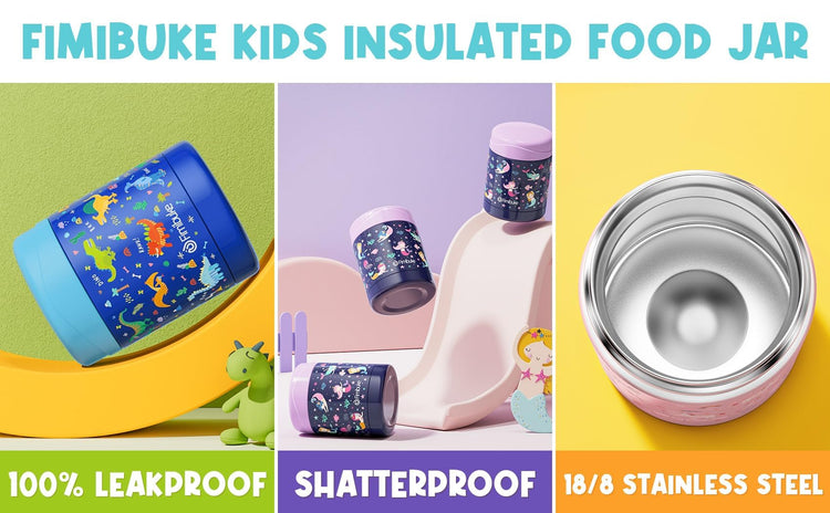 Kids Bento Snack Lunch Box with Thermo Insulated Toddler Lunch Bag