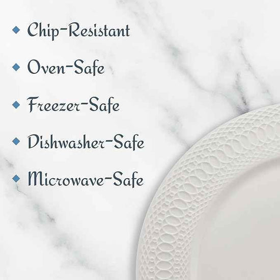 Mikasa Levi 40 Piece Bone China Dinnerware Set, Embossed Plates Bowls, Chip-Resistant, Lightweight, Elegant and Durable, Service for 8, White