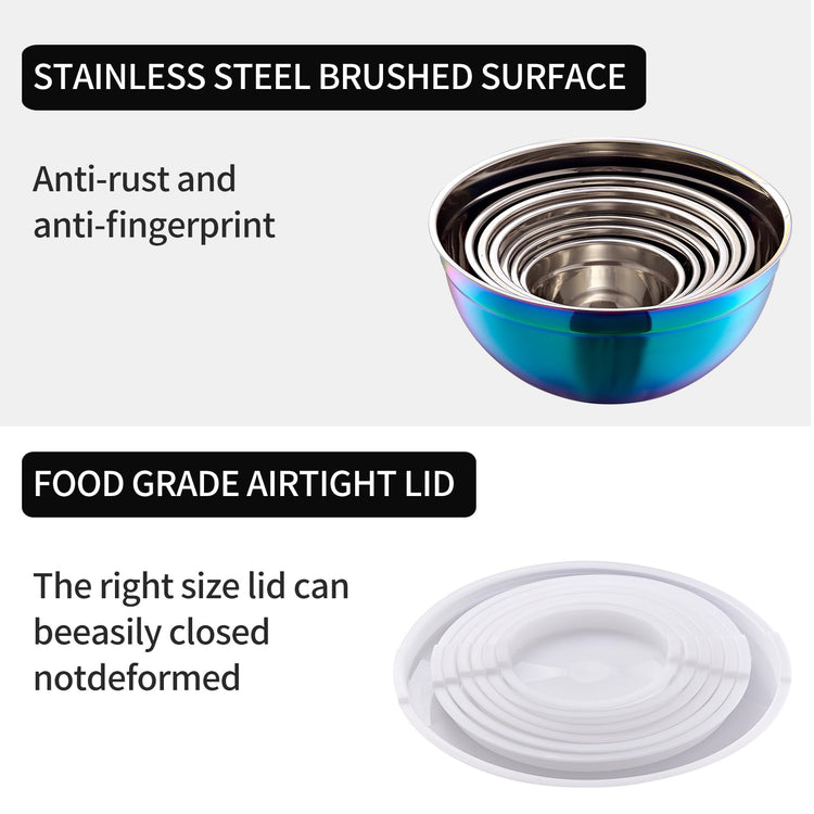 Rainbow Mixing Bowls with Lids Set of 7