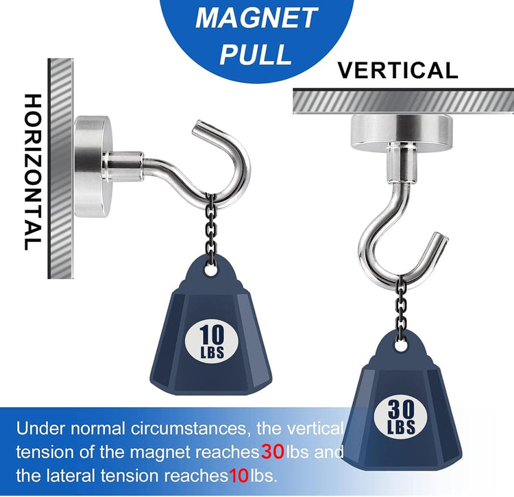 LOVIMAG Neodymium Strong Magnetic Hooks，30Lbs Rare Earth Magnets Heavy Duty with Hook for Refrigerator,Ceiling Magnets for Hanging,Cruise,Curtain and Kitchen etc - Pack of 500