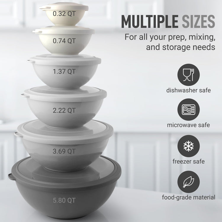 12 Piece Plastic Nesting Mixing Bowls with Lids