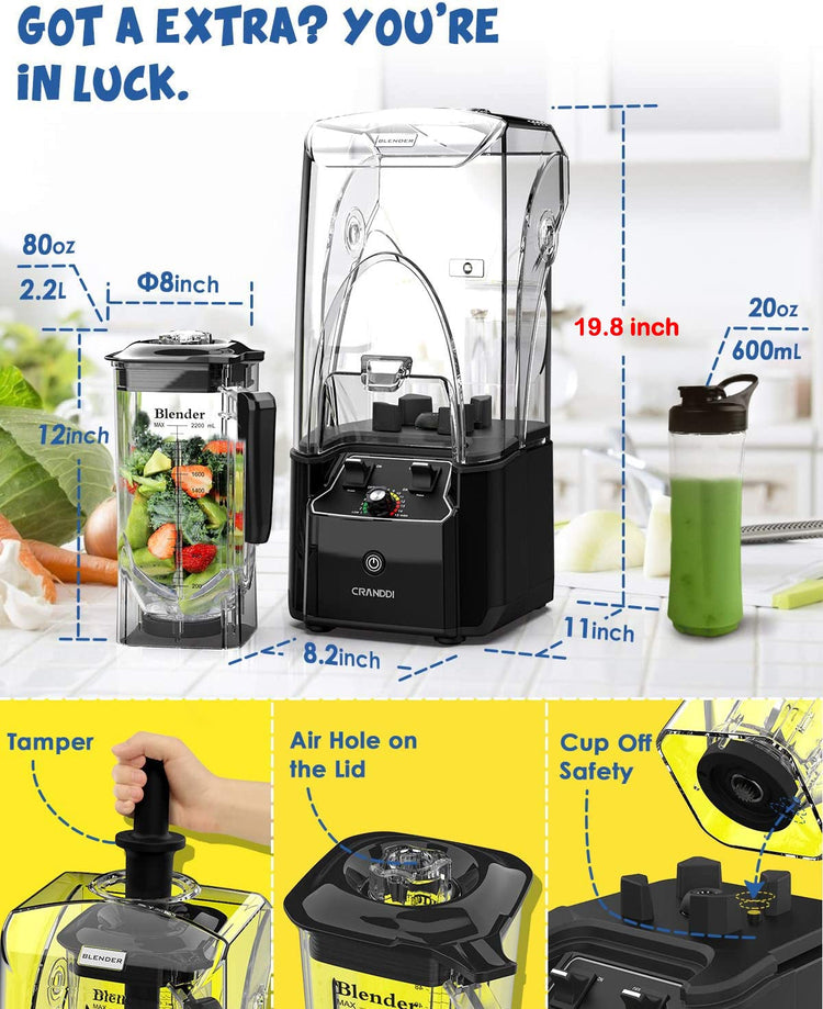Quiet Commercial Blender with Soundproof Shield
