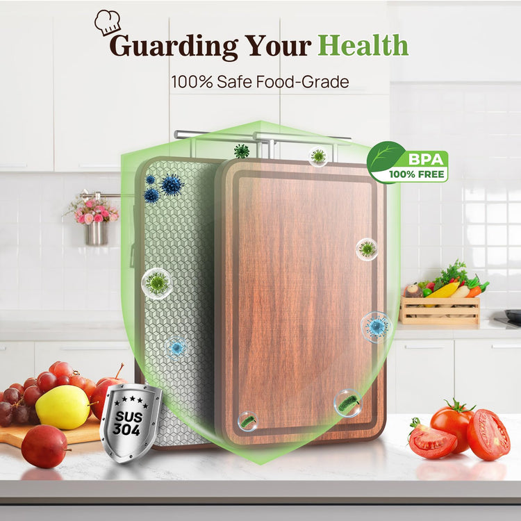 Double Sided Stainless Steel and Ebony Cutting Board