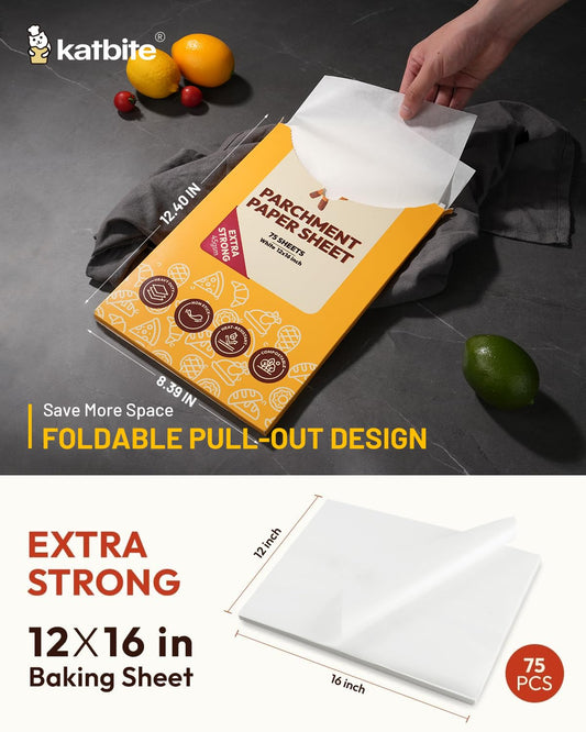 75 Pcs White Parchment Paper Baking Sheets