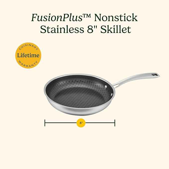 Cuisinart FusionPlus Hybrid Nonstick Stainless Steel Cookware, 12-Inch Everyday Pan with Cover, PFAS-Free PURELYSEAR Ceramic Technology, Scratch Proof, Wide Grip Handles, Dishwasher Safe