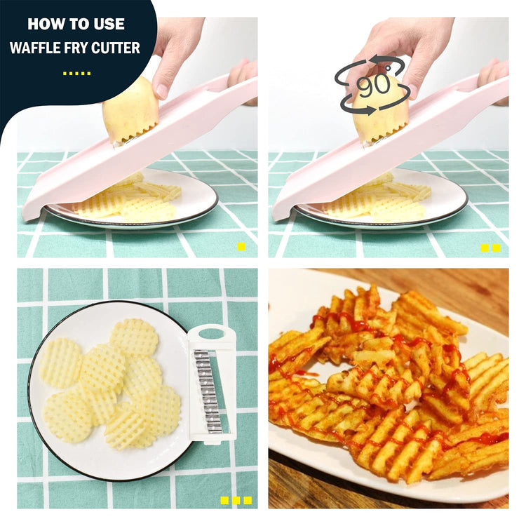 Mandoline Slicer for Kitchen Slicer Vegetable Cutter 5 In 1 Veggie Slicer Potato Slicer waffle fry cutter Hot Swap Mandolin with Peeler for Vegetables Carrot Shredder Cucumber Slicer