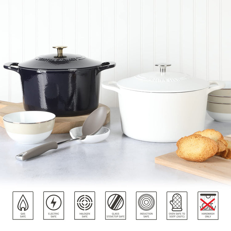 Gatwick 7 Quart Enamel Cast Iron Dutch Oven Pot with Lid
