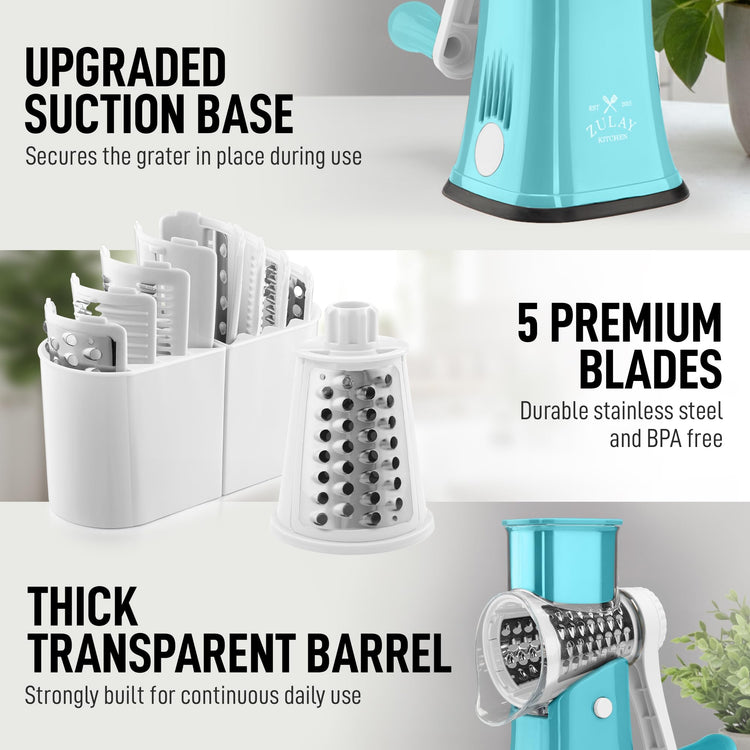 Rotary Cheese Grater 5 Blade Cheese Shredder
