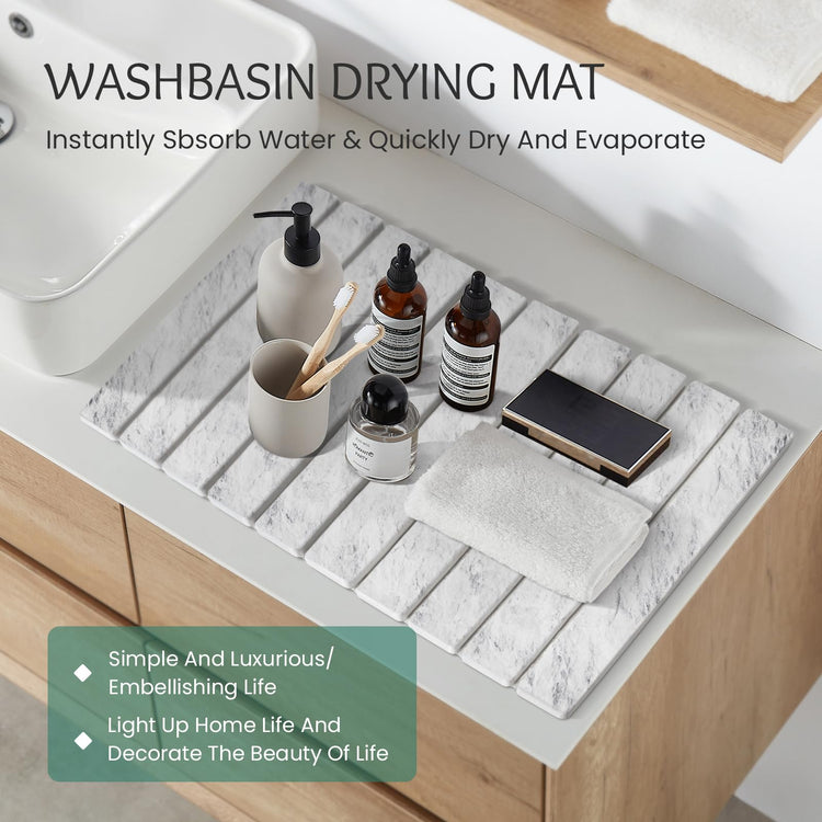 Stone Dish Drying Mat Collapsible Diatomaceous Earth Absorbent Mat Quick Dish Drying Pad Dish Rack Pad Match Any Counterto Multiple Usage for Kitchen