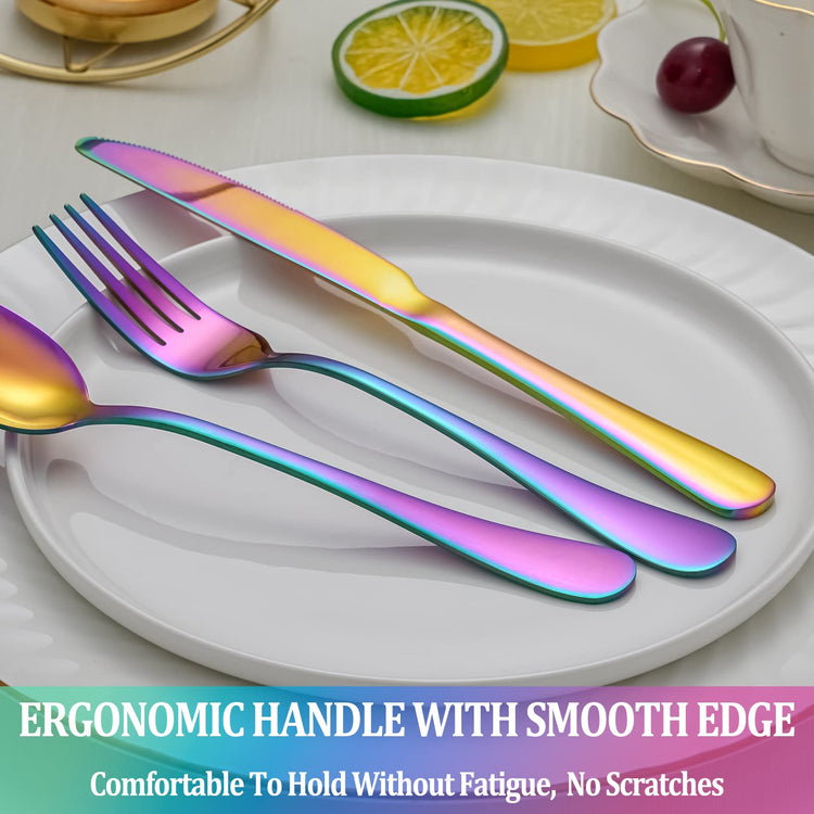 30 Pcs Rainbow Silverware Set Service for 6 (30 Count)